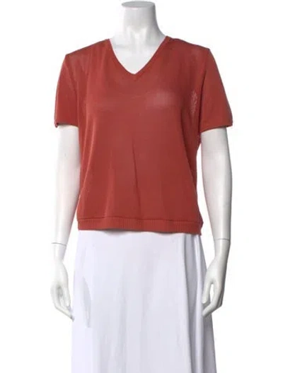 Pre-owned Akris Wool V-neck Sweater In Orange