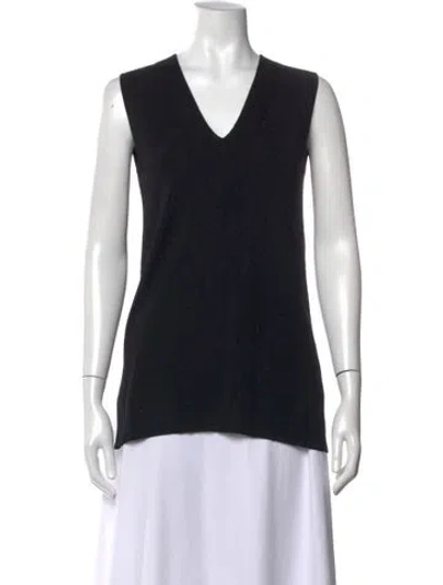 Pre-owned Akris Wool V-neck Top In Black