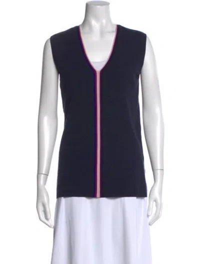 Pre-owned Akris Wool V-neck Top In Blue