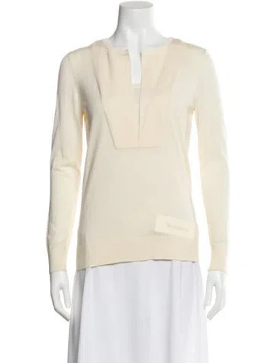 Pre-owned Akris Wool V-neck Top In Neutral