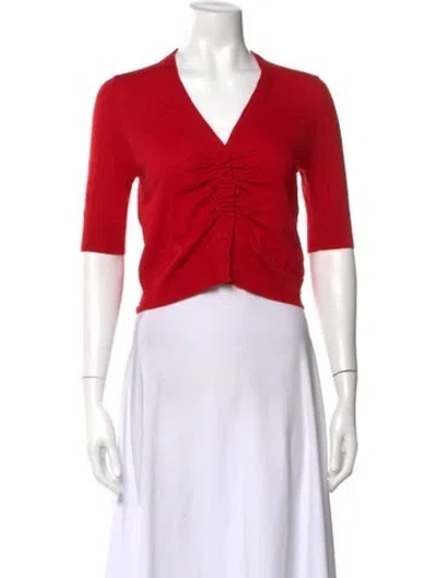Pre-owned Akris Wool V-neck Top In Red