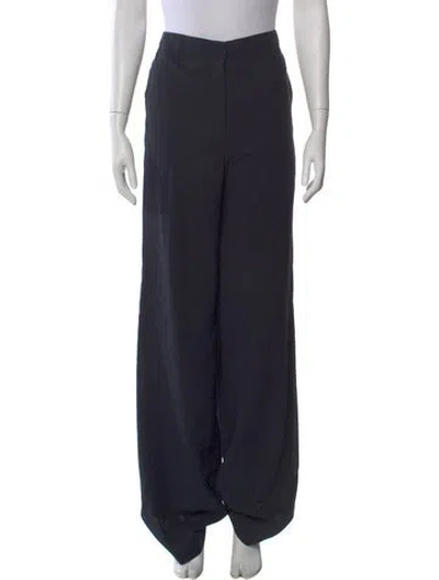 Pre-owned Akris Wool Wide Leg Pants In Blue