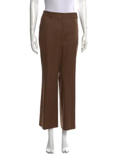 Pre-owned Akris Wool Wide Leg Pants In Brown