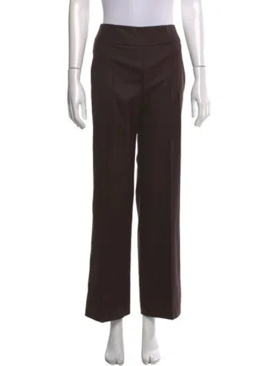 Pre-owned Akris Wool Wide Leg Pants In Brown