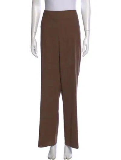 Pre-owned Akris Wool Wide Leg Pants In Brown