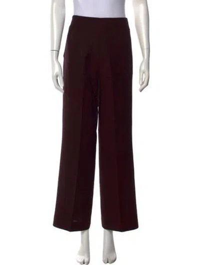 Pre-owned Akris Wool Wide Leg Pants In Burgundy