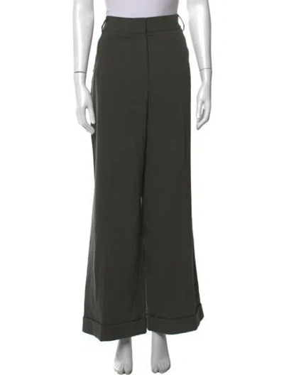 Pre-owned Akris Wool Wide Leg Pants In Green