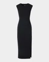 Akris Sleeveless Zip Slit Wool Blend Sheath Dress In Black