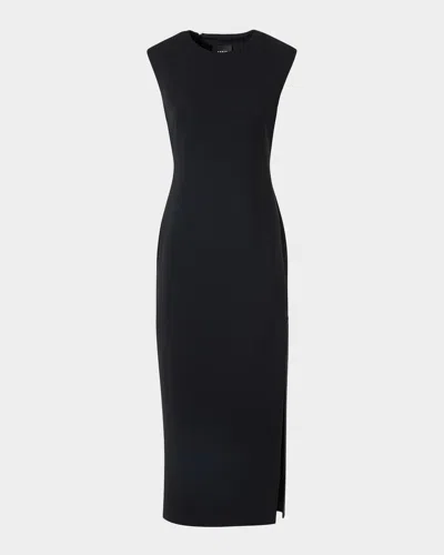 Akris Sleeveless Zip Slit Wool Blend Sheath Dress In Black