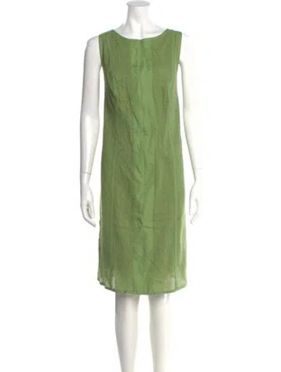 Pre-owned Akris X Bergdorf Goodman Bateau Neckline Knee-length Dress In Green
