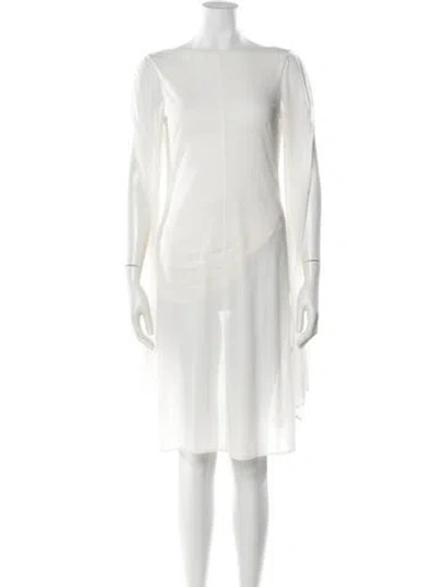Pre-owned Akris X Bergdorf Goodman Bateau Neckline Knee-length Dress In White