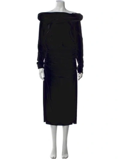 Pre-owned Akris X Bergdorf Goodman Bateau Neckline Midi Length Dress In Black