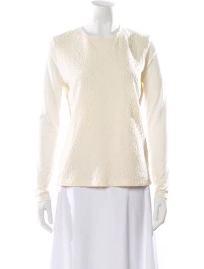 Pre-owned Akris X Bergdorf Goodman Cashmere Crew Neck Sweater In White