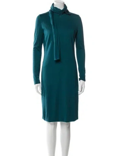 Pre-owned Akris X Bergdorf Goodman Cashmere Knee-length Dress In Blue