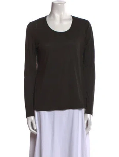 Pre-owned Akris X Bergdorf Goodman Cashmere Scoop Neck Top In Brown