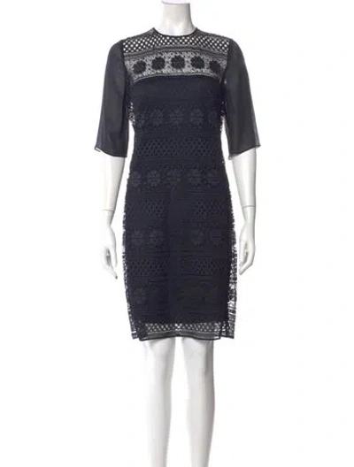 Pre-owned Akris X Bergdorf Goodman Crew Neck Knee-length Dress In Blue