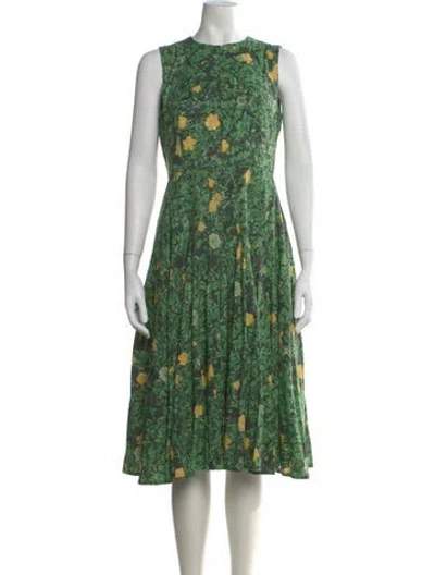 Pre-owned Akris X Bergdorf Goodman Floral Print Midi Length Dress In Multi