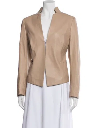 Pre-owned Akris X Bergdorf Goodman Lamb Leather Jacket In Neutral