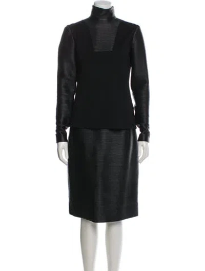 Pre-owned Akris X Bergdorf Goodman Leather Skirt Set In Blue