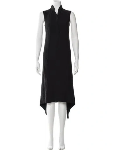 Pre-owned Akris X Bergdorf Goodman Mock Neck Midi Length Dress In Black