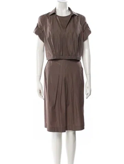 Pre-owned Akris X Bergdorf Goodman Pleated Accents Dress Set In Neutral