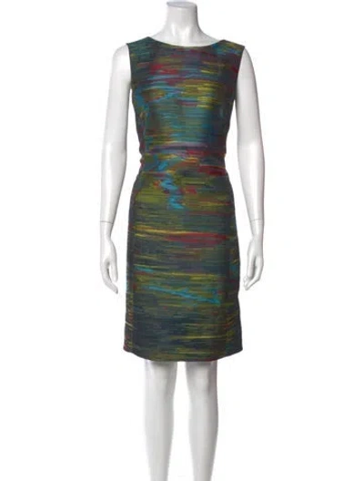 Pre-owned Akris X Bergdorf Goodman Printed Knee-length Dress W/ Tags In Yellow