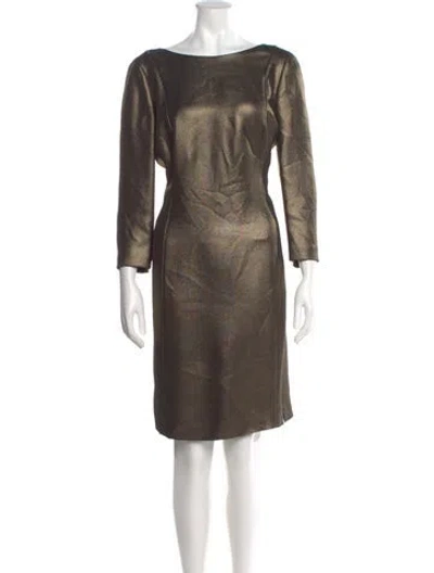 Pre-owned Akris X Bergdorf Goodman Silk Knee-length Dress In Silver