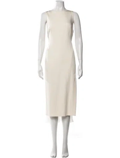 Pre-owned Akris X Bergdorf Goodman Silk Midi Length Dress In White