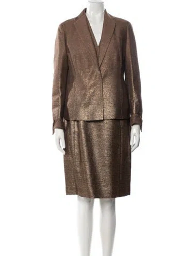 Pre-owned Akris X Bergdorf Goodman Silk Printed Dress Set In Neutral