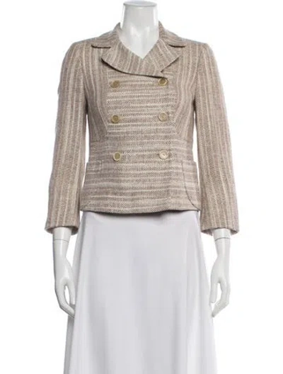 Pre-owned Akris X Bergdorf Goodman Silk Tweed Pattern Blazer In Neutral