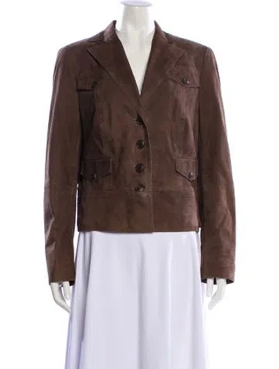 Pre-owned Akris X Bergdorf Goodman Suede Blazer In Brown