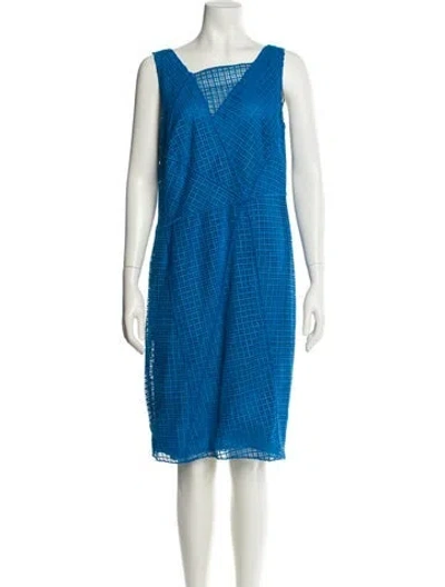 Pre-owned Akris X Bergdorf Goodman V-neck Knee-length Dress In Blue