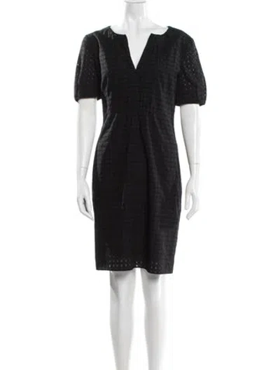 Pre-owned Akris X Bergdorf Goodman V-neck Knee-length Dress In Gray