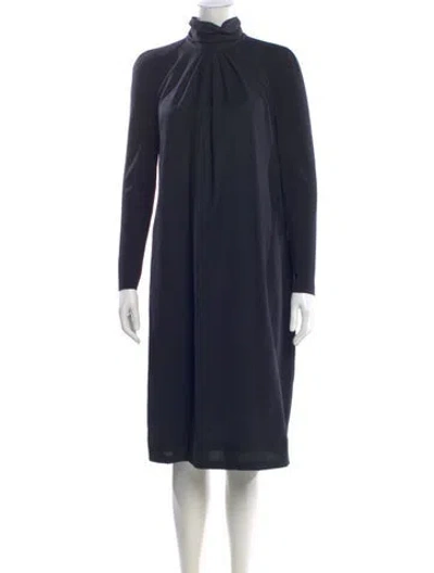 Pre-owned Akris X Bergdorf Goodman Wool Knee-length Dress In Black
