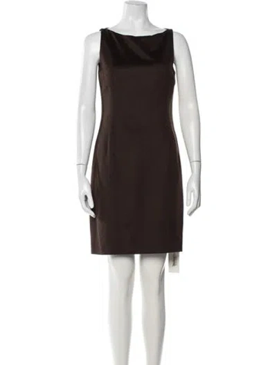 Pre-owned Akris X Bergdorf Goodman Wool Knee-length Dress In Brown
