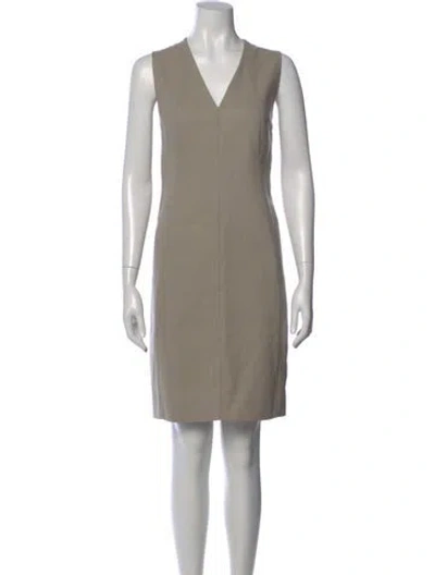 Pre-owned Akris X Bergdorf Goodman Wool Knee-length Dress In Neutral