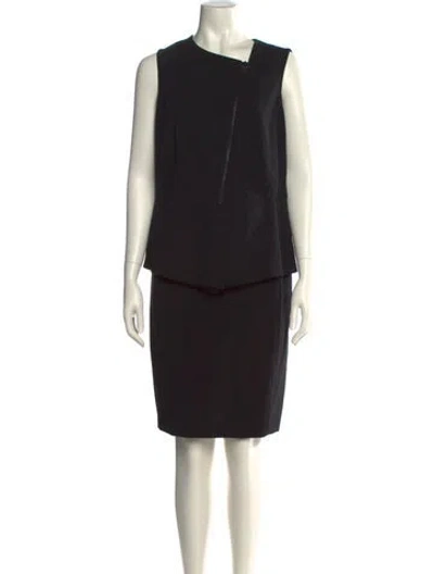 Pre-owned Akris X Bergdorf Goodman Wool Knee-length Dress W/ Tags In Blue