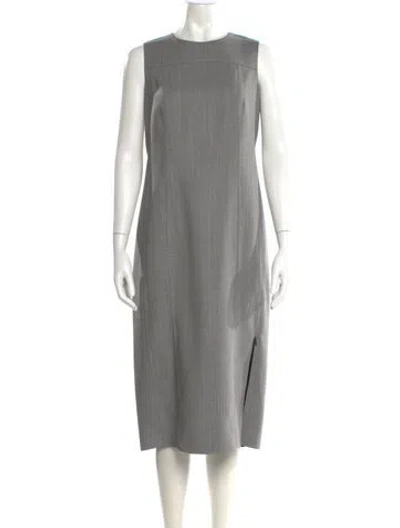 Pre-owned Akris X Bergdorf Goodman Wool Midi Length Dress In Gray