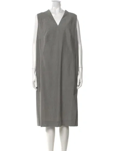 Pre-owned Akris X Bergdorf Goodman Wool Midi Length Dress In Gray
