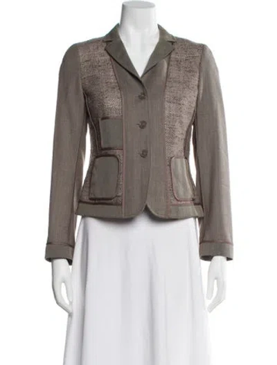 Pre-owned Akris X Bergdorf Goodman Wool Plaid Print Blazer In Brown