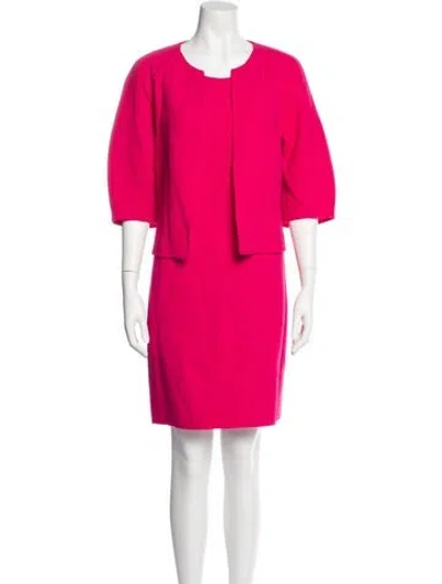 Pre-owned Akris X Bergdorf Goodman Wool Printed Dress Set In Pink