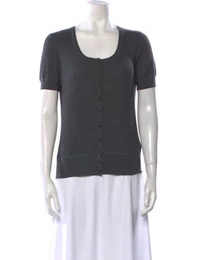 Pre-owned Akris X Bergdorf Goodman Wool Scoop Neck Sweater In Gray