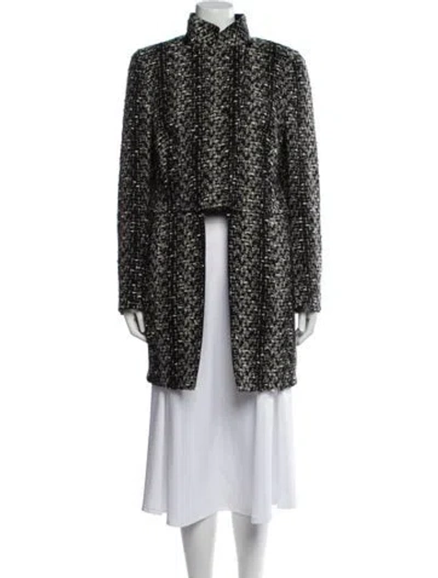 Pre-owned Akris X Bergdorf Goodman Wool Tweed Pattern Coat In Black
