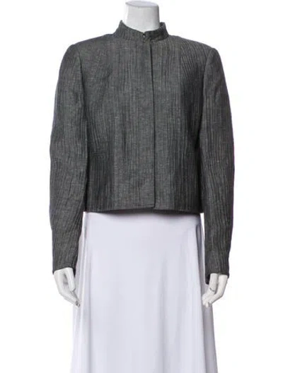 Pre-owned Akris X Bergdorf Goodman Wool Tweed Pattern Jacket In Gray