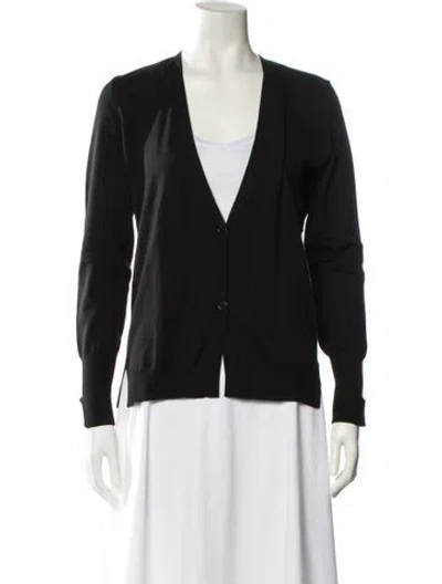 Pre-owned Akris X Bergdorf Goodman Wool V-neck Sweater In Black