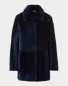 Akris Yaron Merino Sheep Shearling Short Coat In Blue