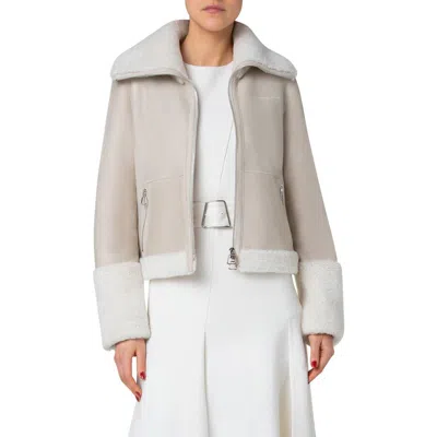 Akris Yasha Genuine Shearling Jacket In Greige