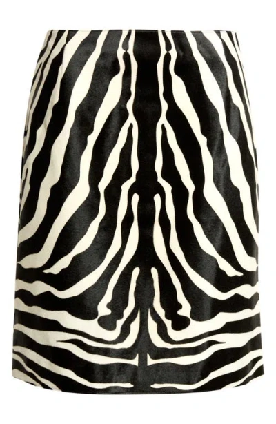 Akris Zebra Print Genuine Calf Hair Pencil Skirt In Black