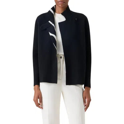 Akris Zebra Stripe Reversible Cashmere Jacket In Black