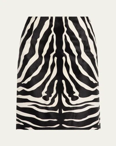 Akris Zebra-print Pony Hair Pencil Skirt In Ecru/black